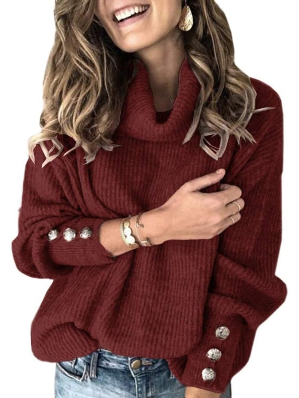 Cozy Oversized Turtleneck Chunky Pullover Sweater - Slouchy Knit for Winter